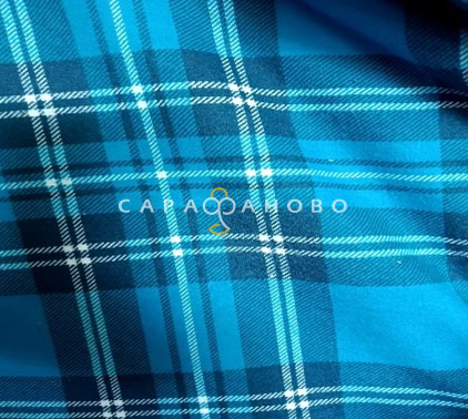 Ткань Теплый хлопок (Фланель) 150 см 170 гр диз Синяя с белой полосой