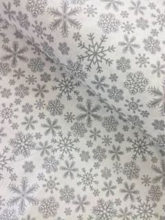 Ткань Бязь 150 см 120 гр рис 1827-а17 снежинки серые б/з 