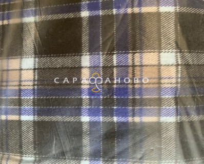 Ткань Теплый хлопок (Фланель) 150 см 170 гр диз Клетка серая с синим