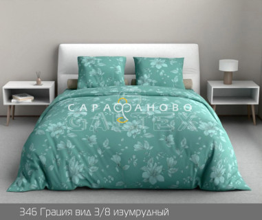 Ткань Бязь 220 см 140 гр рис. 346 Грация, вид 3/8 изумрудный