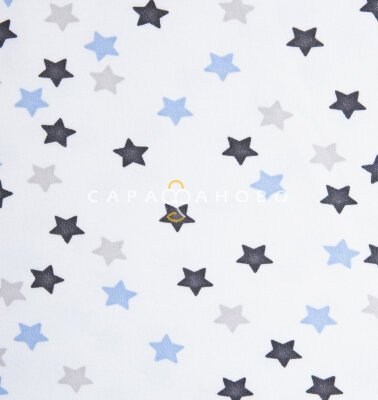 Ткань Интерлок 40/1 Гребенное 88 см Маленькие звёздочки голубые 