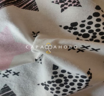 Ткань Теплый хлопок (Фланель) 150 см 170 гр диз Большие розовые звезды