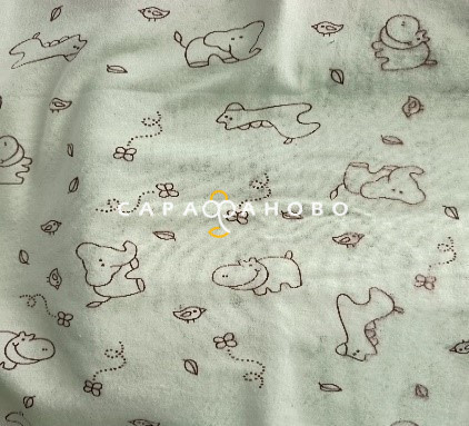 Ткань Теплый хлопок (Фланель) 180 см 170 гр диз Слон жираф и бегемот