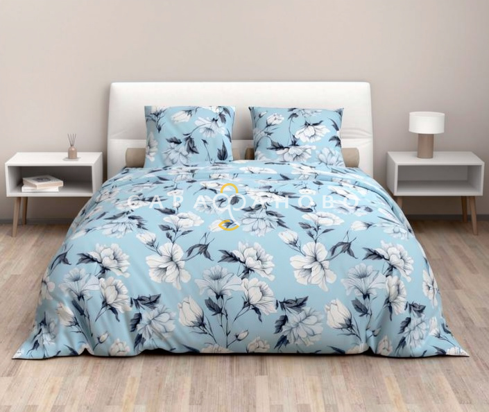 Ткань Бязь 220 см 120 гр рис 422 эфир, 4/2 вид светло-голубой