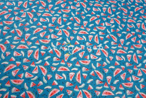 Ткань Перкаль 150 см рис 13284 вид 1 Арбузики На отрез