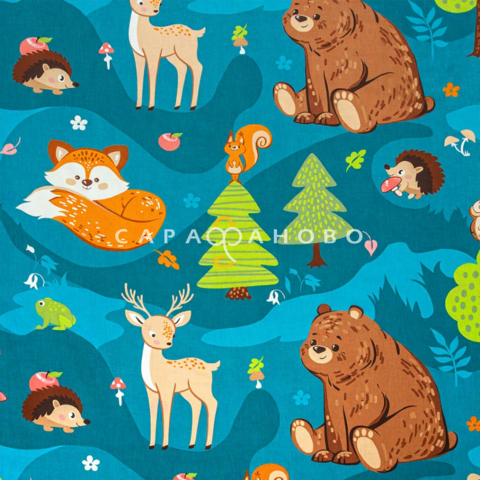 Ткань Поплин 150 см 115 гр рис На опушке 13436-1