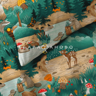 Перкаль 150 см наб рис 13482 вид 1 "Лесные истории" 