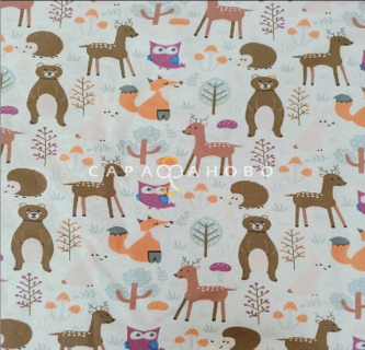 Ткань Теплый хлопок (Фланель) 180 см 170 гр диз Лесные звери