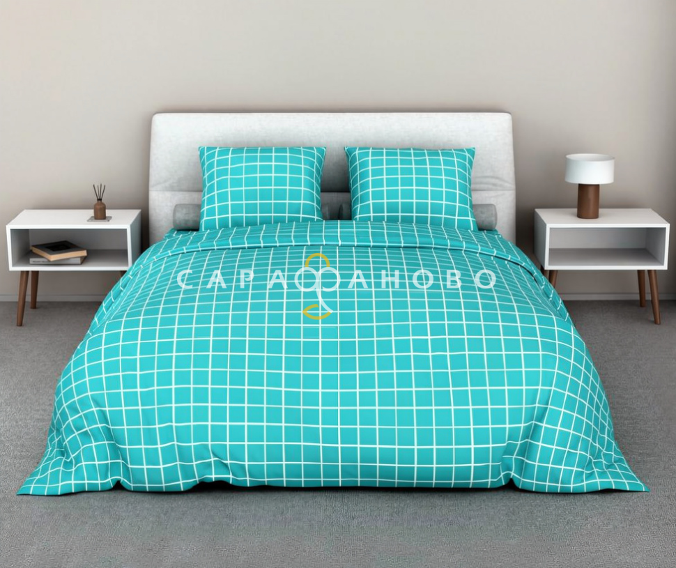 Ткань Поплин 220 см 110 гр рис 200 таттерсол, 4/6 вид морская волна