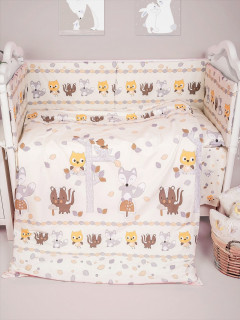 Бортики-подушечки в детскую кроватку набор 6 штук (35х60 см) диз Лесная полянка