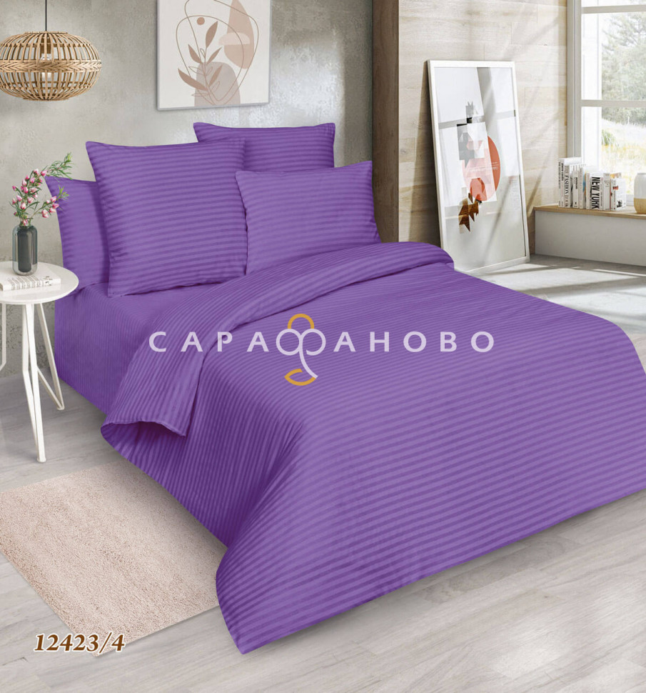 Ткань Поплин-страйп 220 см рис. 12423/4 Фиолетовый