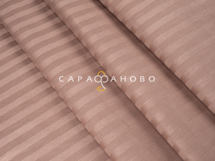 Ткань Страйп-сатин 240 см 1-1 Капучино 40*40