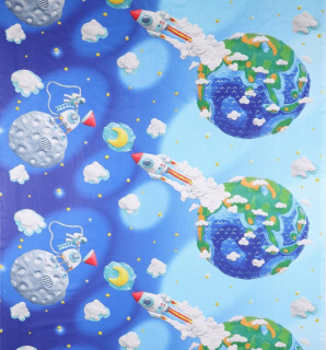 Ткань Перкаль 150 см "Пластилиновый космос" рис 13095 вид 1