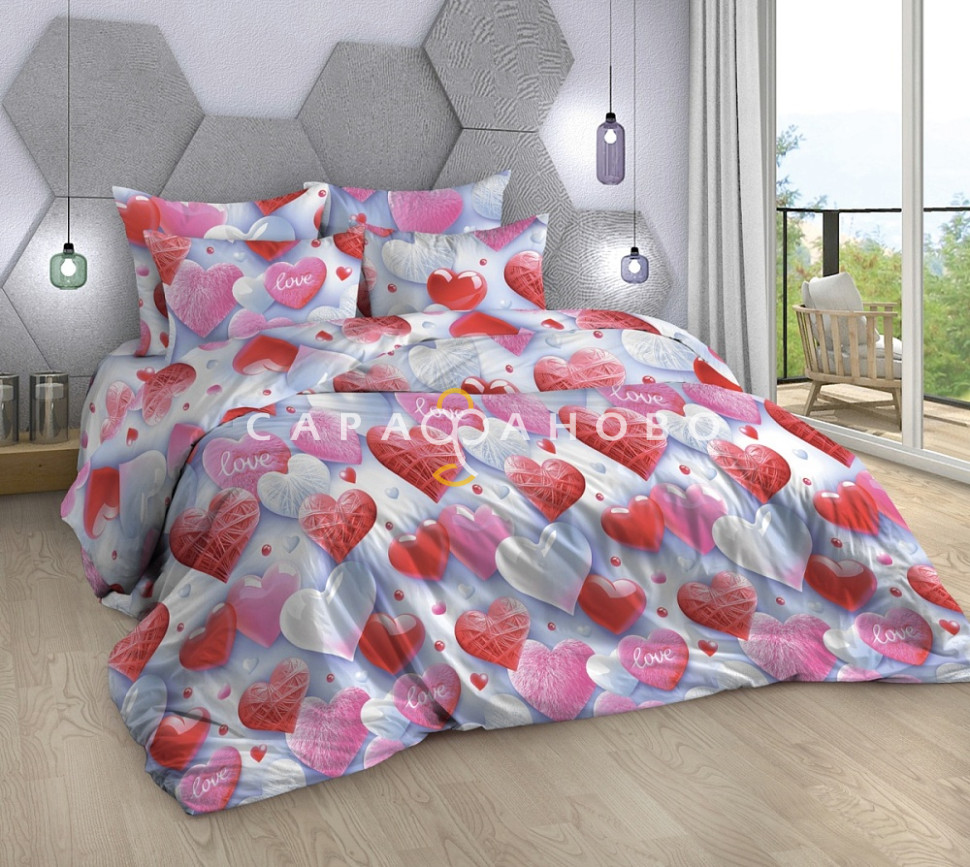 Ткань Бязь 220 см рис. Валентинки 13564/1