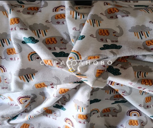 Ткань Теплый хлопок (Фланель) 180 см 170 гр диз Серый слон