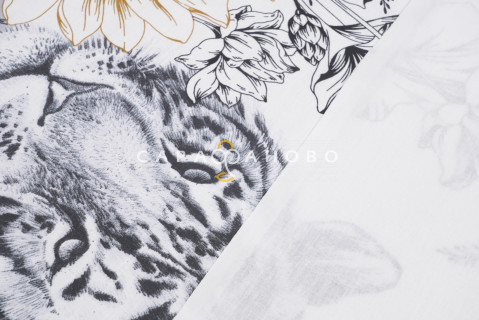Ткань Перкаль 220 см 110 гр Белый тигр вид 1 (основа)