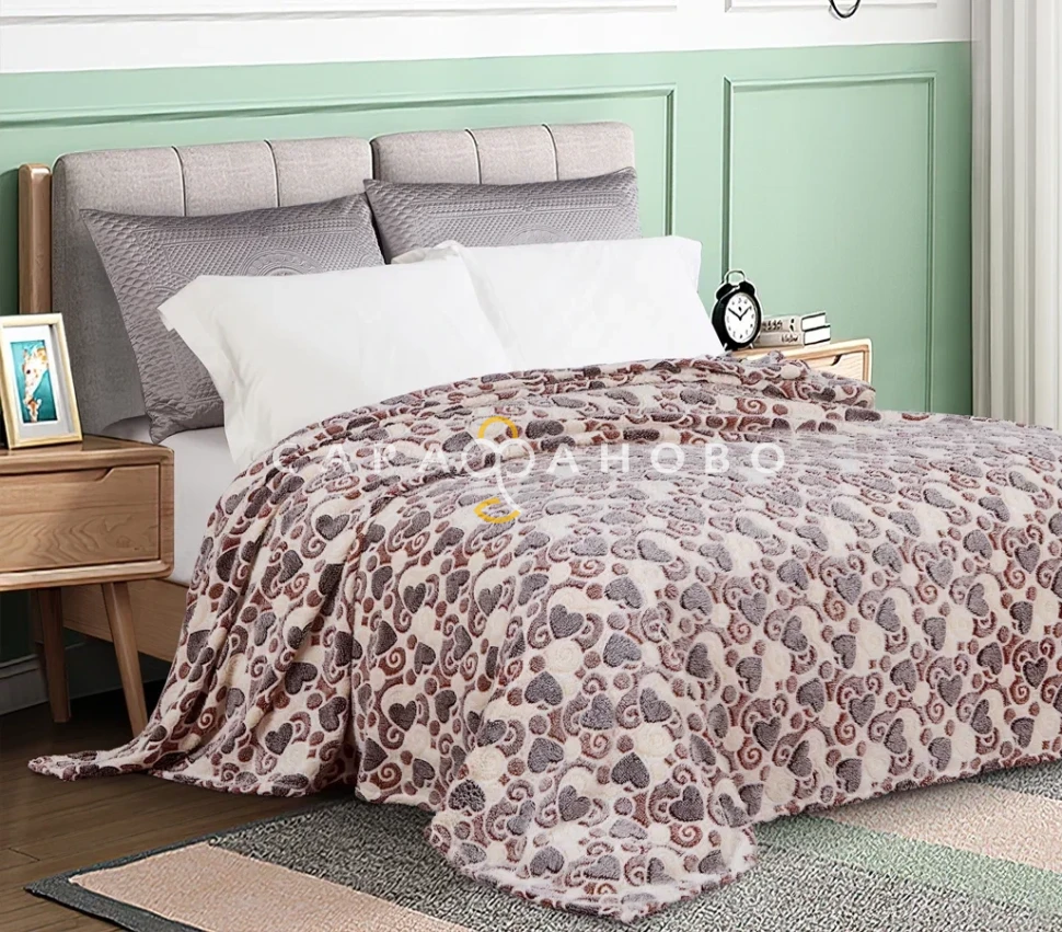 Ткань велсофт Плюшевые сердца кор. 160 гр/м2