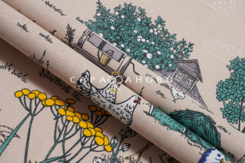 Ткань Рогожка 150 см рис. 12642-1 Деревенька