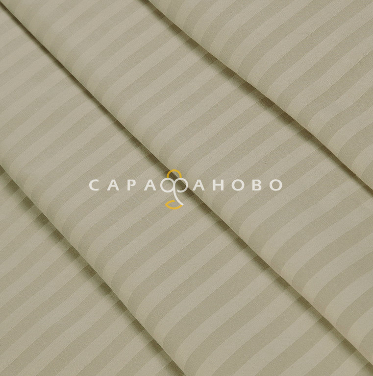Ткань Страйп-сатин 240 см 1-1 Кремово-Бежевый 40*40