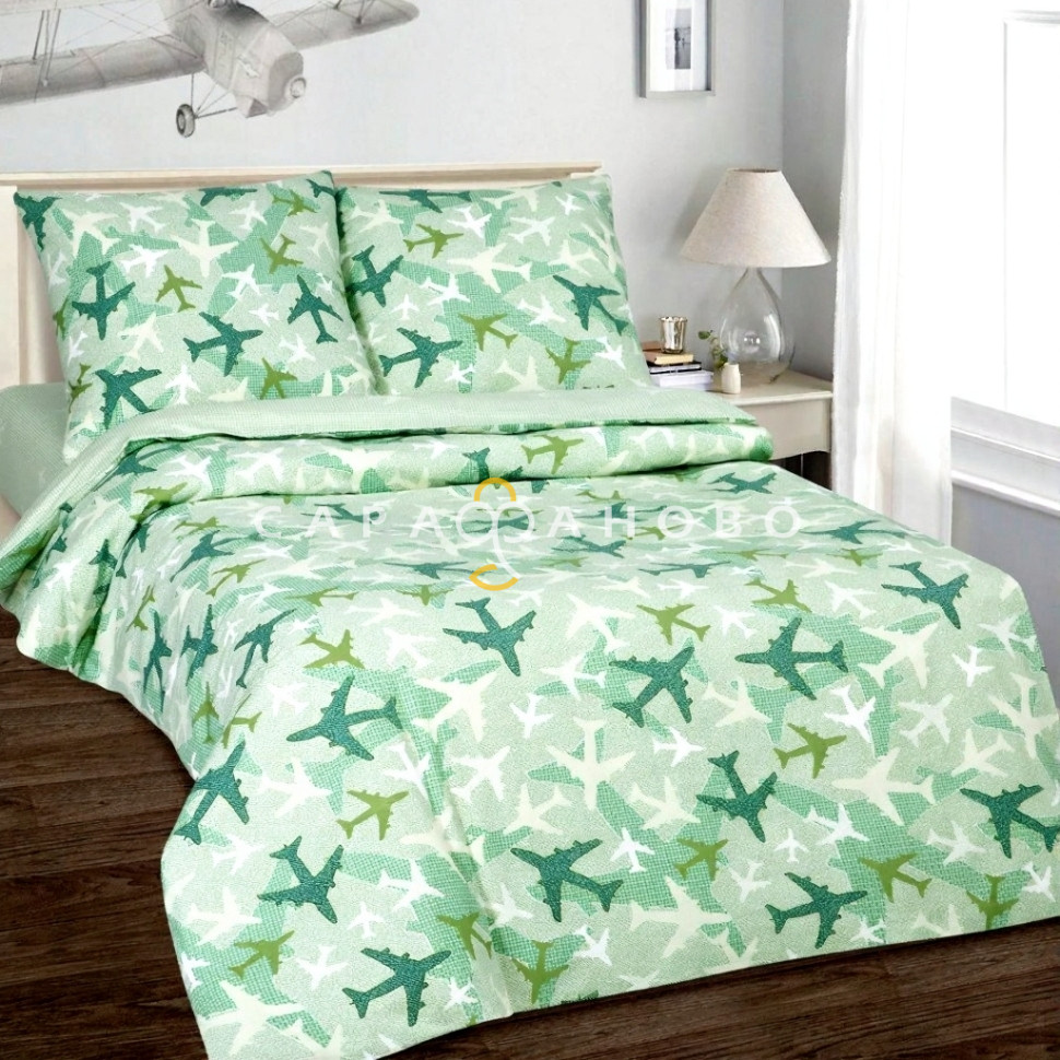 Ткань поплин 150 см рис 11269 вид 1 Самолётики (компаньон)