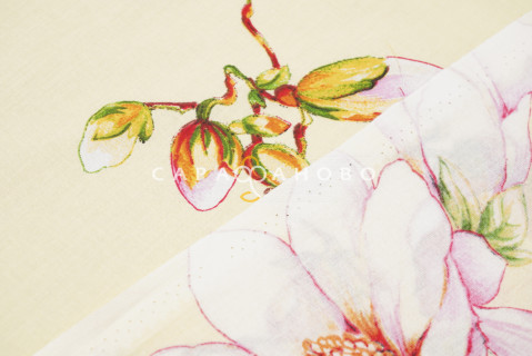 Ткань Поплин 220 см 115 гр рис Утренний сад вид 1 (основа)