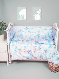Бортики-подушечки в детскую кроватку набор 6 штук (35х60 см) диз Смелый зайчонок