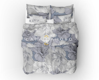 Ткань Бязь 150 см 140 гр рис Богема вид 8 серый