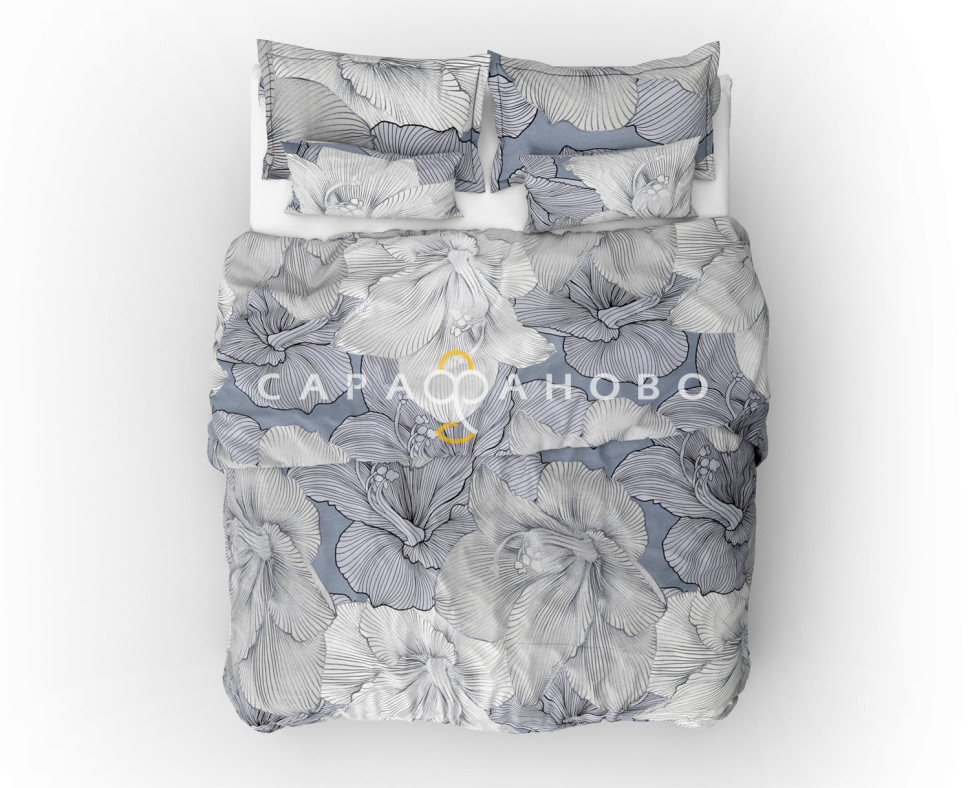 Ткань Бязь 150 см 140 гр рис Богема вид 8 серый