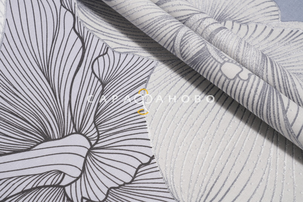 Ткань Бязь 150 см 140 гр рис Богема вид 8 серый