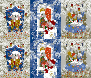 Ткань Рогожка 150 см рис. Кудряшки