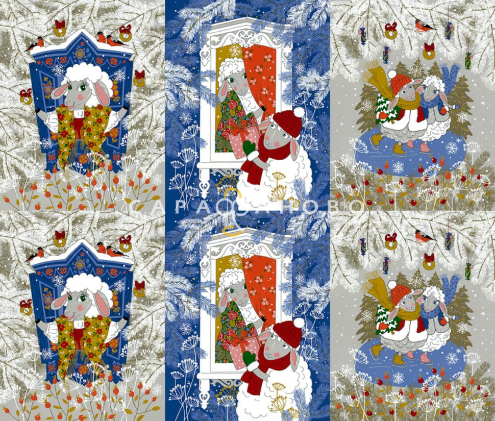 Ткань Рогожка 150 см рис. Кудряшки, фото 1