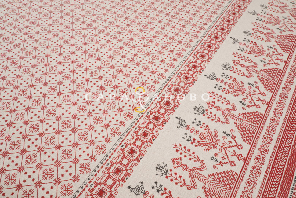 Ткань Полулён п/варёный 150 см рис Макошь № 1114