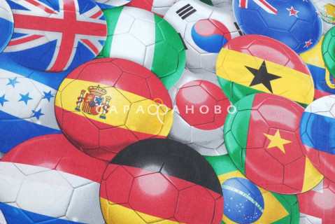 Ткань Бязь 150 см Премиум Детская коллекция «Футбол» рис 4610 вид 1