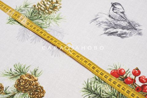 Ткань Рогожка 150 см 170 гр рис Серебряный звон вид 1