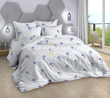 Ткань Поплин  220 см рис. Гжель (компаньон) 13546/1