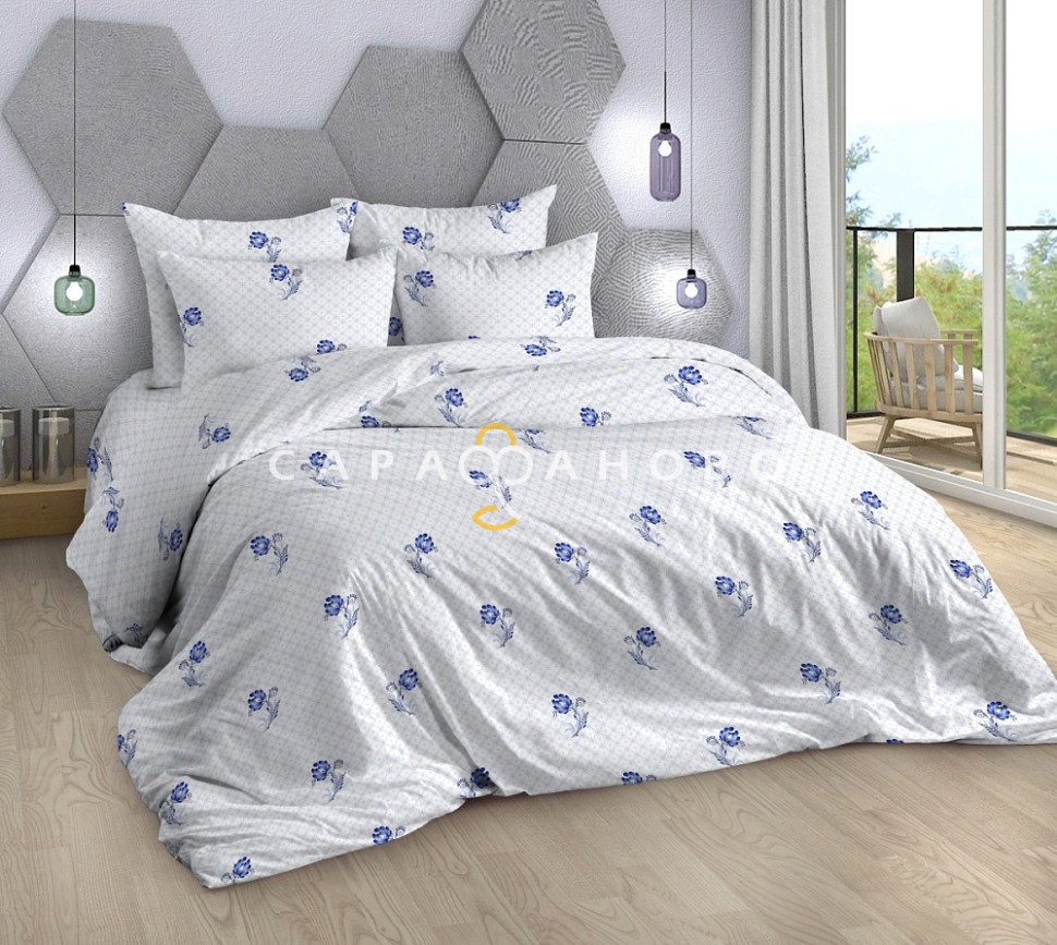 Ткань Поплин 220 см рис. Гжель (компаньон) 13546/1