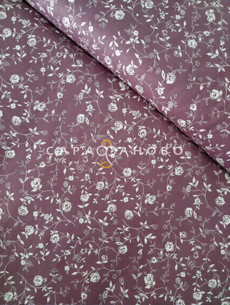 Ткань Бязь 150 см 120 гр рис 29461-6 плетистая роза сливовый