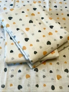 Ткань Теплый хлопок (Фланель) 180 см 170 гр диз Сердечко на молоке