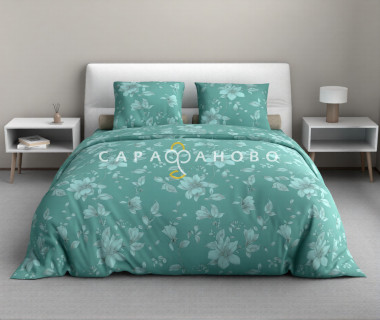 Ткань Бязь 150 см 140 гр рис грация 3/8 вид изумрудный