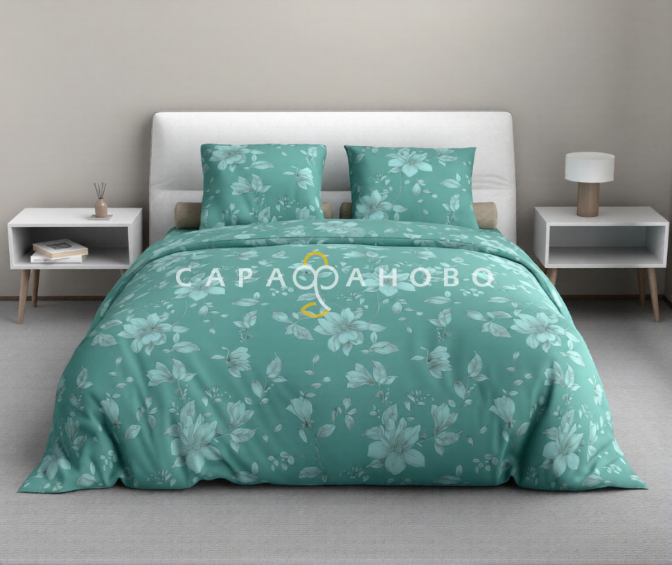 Ткань Бязь 150 см 140 гр рис грация 3/8 вид изумрудный