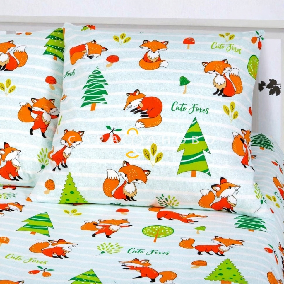 Ткань бязь 220 см Лисята рис 20495 вид 1