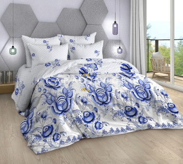 Ткань Поплин  220 см рис. Гжель 13545/1