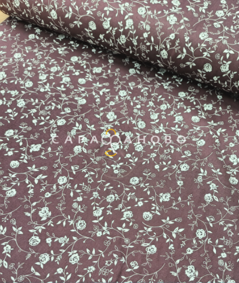 Ткань Бязь 150 см 120 гр рис 29461-7 плетистая роза черника