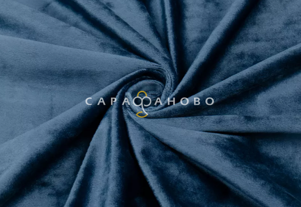 Велюр 100% полиэстер 255 см 220 гр рис (19-4118) Синий деним