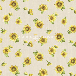 Ткань Рогожка 150 см 170 гр  рис. 13435-1 подсолнухи