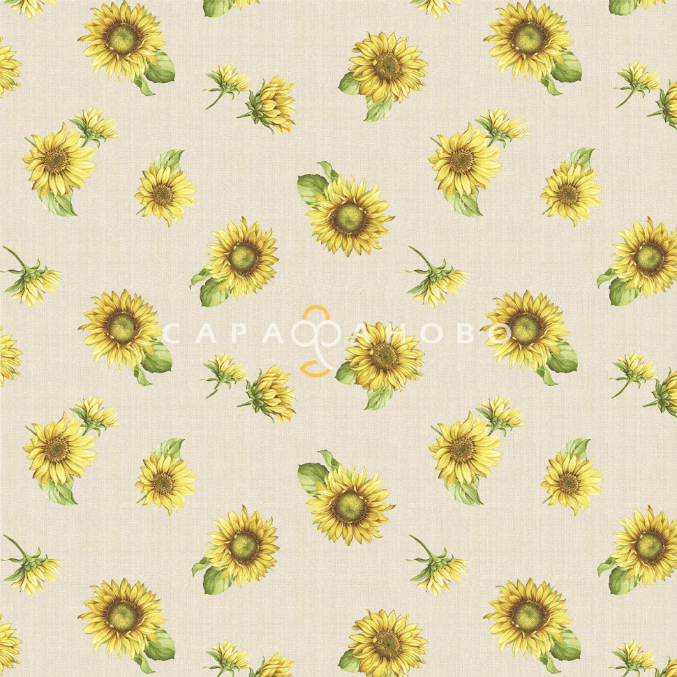 Ткань Рогожка 150 см 170 гр рис. 13435-1 подсолнухи