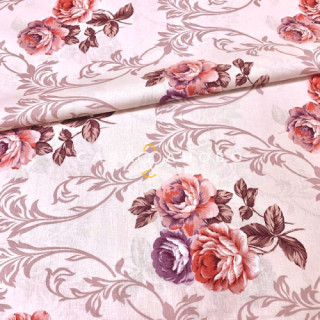 Ткань Поплин 220 см рис. Карамельная роза Комп  арт. 8070-1 