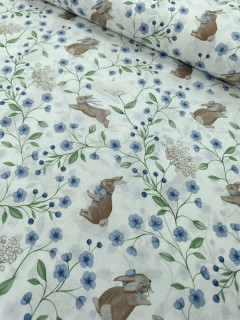 Ткань Поплин Детский 150 см 110 гр рис 29414 зайка с бантом