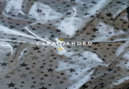 Ткань Теплый хлопок (Фланель) 125 см 170 гр Серые звезды на белом