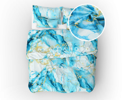 Ткань Бязь 150 см 140 гр рис Мрамор вид 4/1 бирюзовый